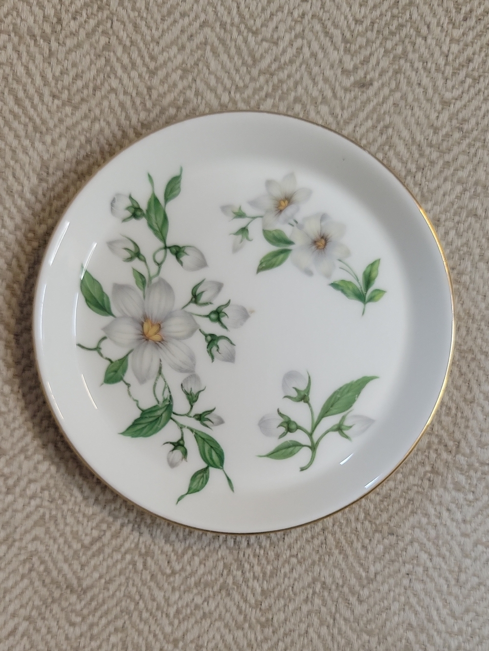 VTG Crown Staffordshire "Clematis" Fine Bone China Trinket Dish Coaster